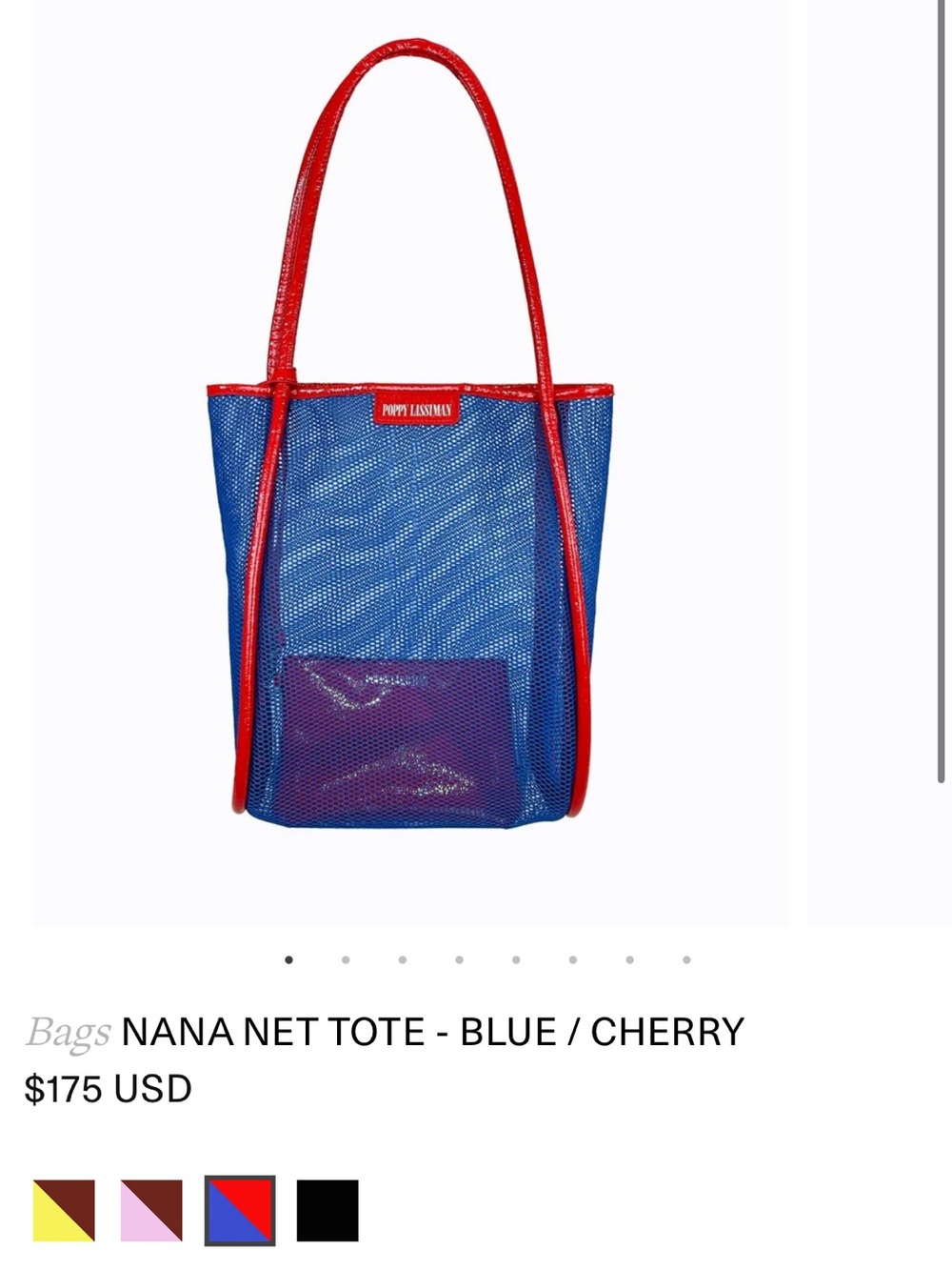 Poppy Lissiman Nana Blue Mesh Tote with Red Trim - Picture 4 of 6